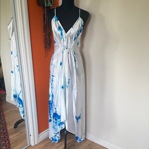 Elegant Asymmetrical Tie-Dye Dress